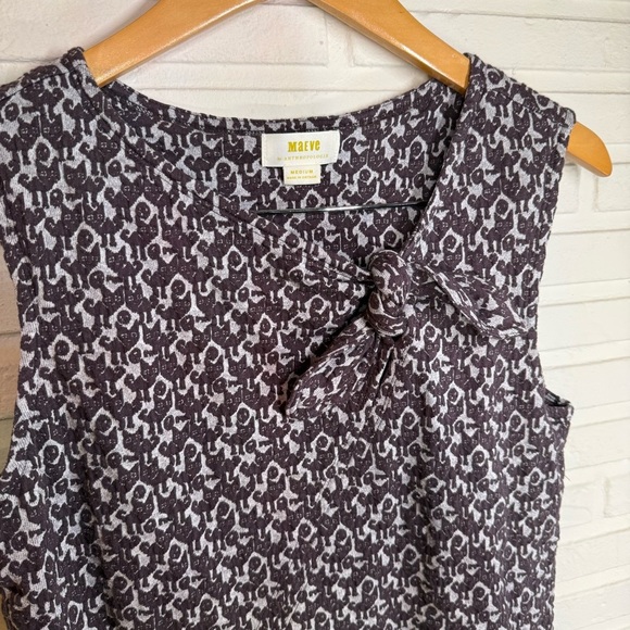 Maeve Gray and Black Tomcat Cat Print Sleeveless Blouse, Women’s Size Medium - Picture 4 of 10